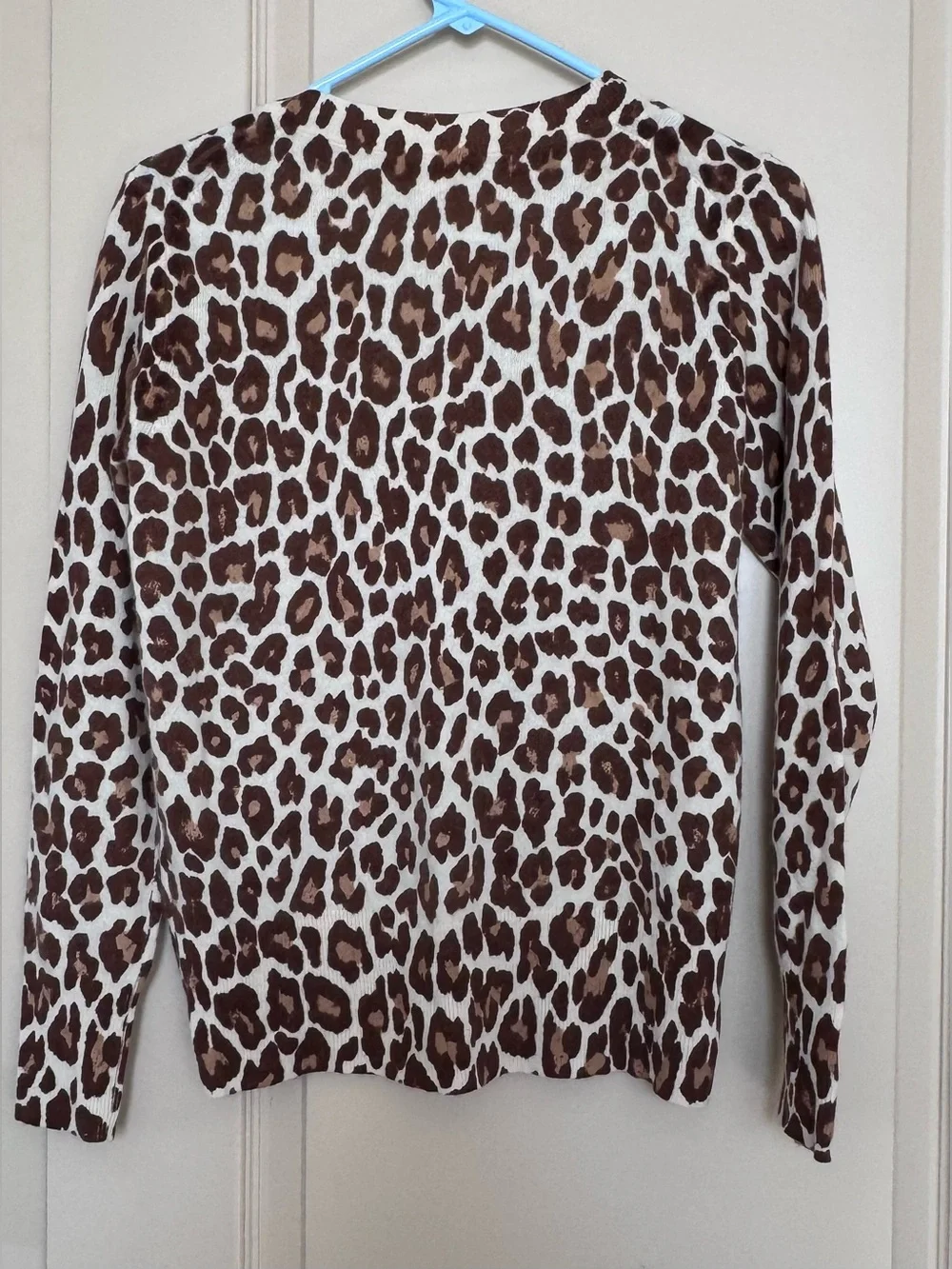 J. Crew Brown and White Leopard Print Crewneck Sweater